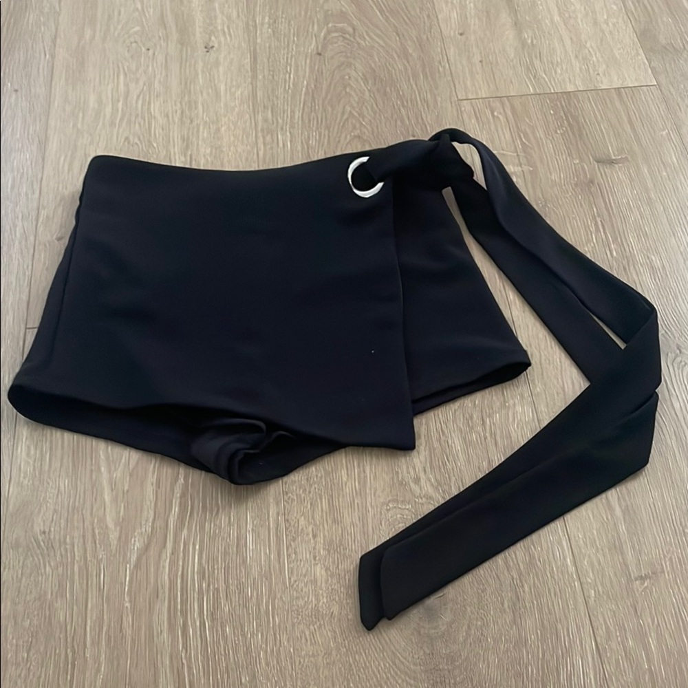 Black Women's Skort with Belt Detail